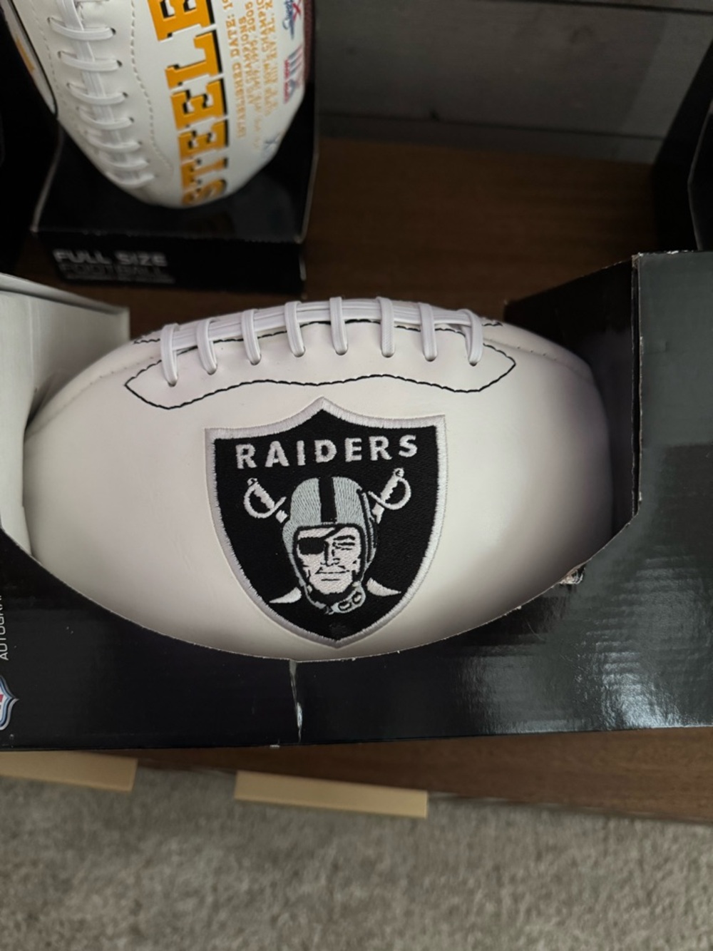 Oakland Raiders White Autograph Football